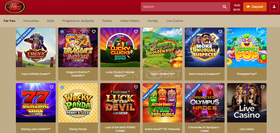 villento casino games