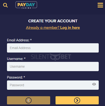 payday casino register