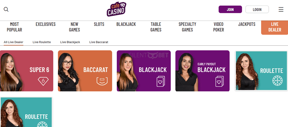 cafe casino live dealer