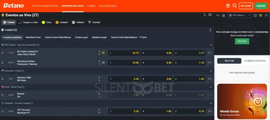 apostas ao vivo betano