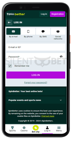 spinbetter login mobile