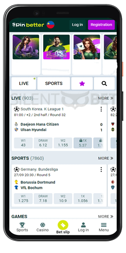 spinbetter mobile app sport