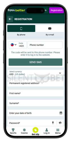 spinbetter mobile app register