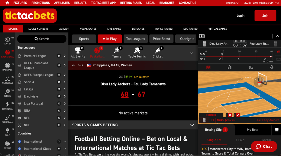 tic tac bets sports section