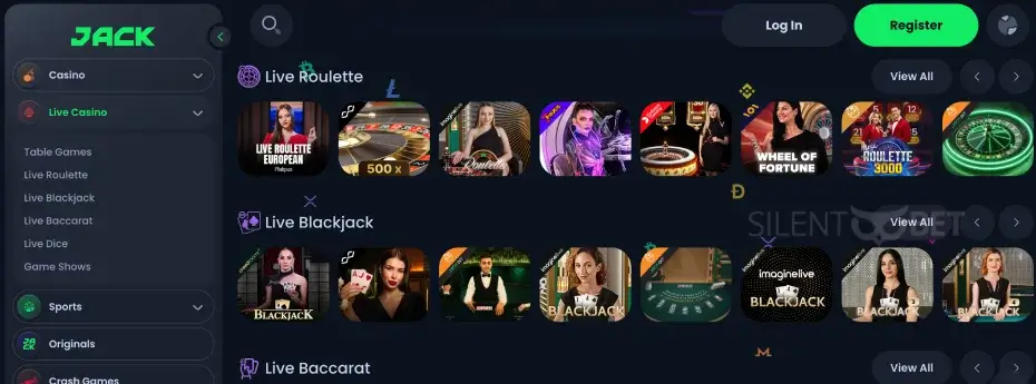 jack casino live games