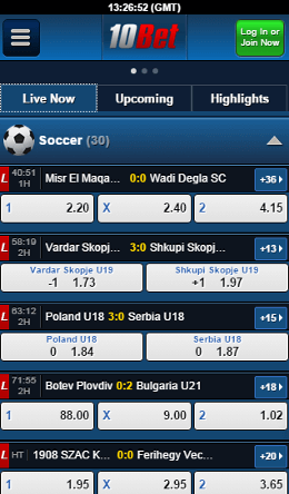 10bet iOS live option