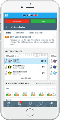 Horse racings in Sportingbet's iOS app