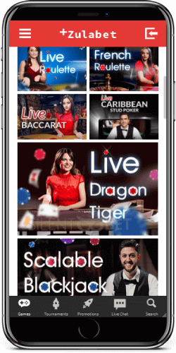 ZulaBet mobile live casino thru iPhone