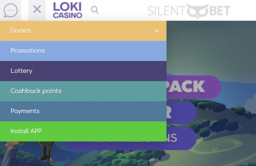 loki casino menu