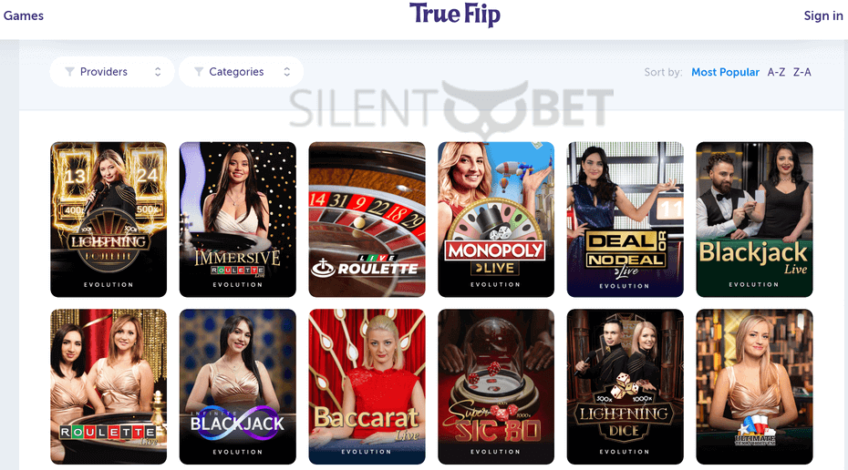 true flip live casino