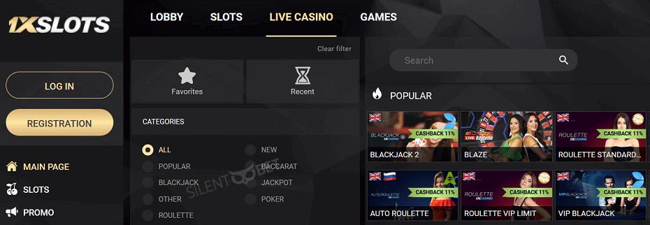 1xSlots casino en vivo