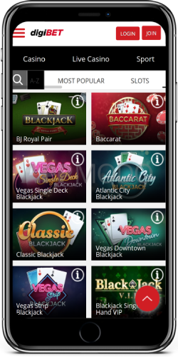 Digibet Live Casino on iOS