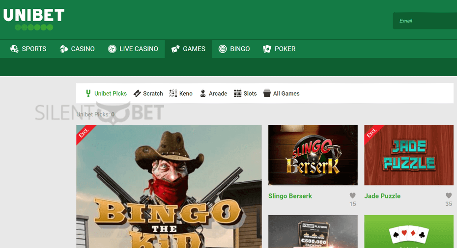 unibet casino games section