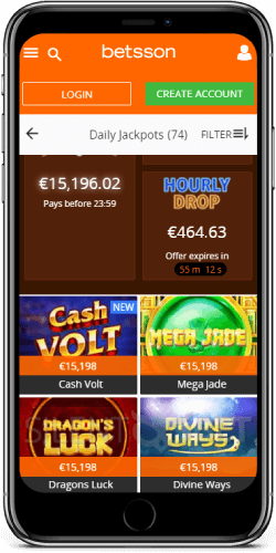 Jackpots in Betsson Casino iOS App
