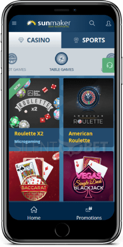 Sunmaker Casino Table Games on iOS