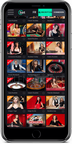 Casino en direct mobile Cbet
