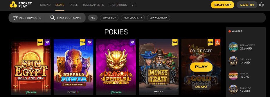 Rocket Play casino games