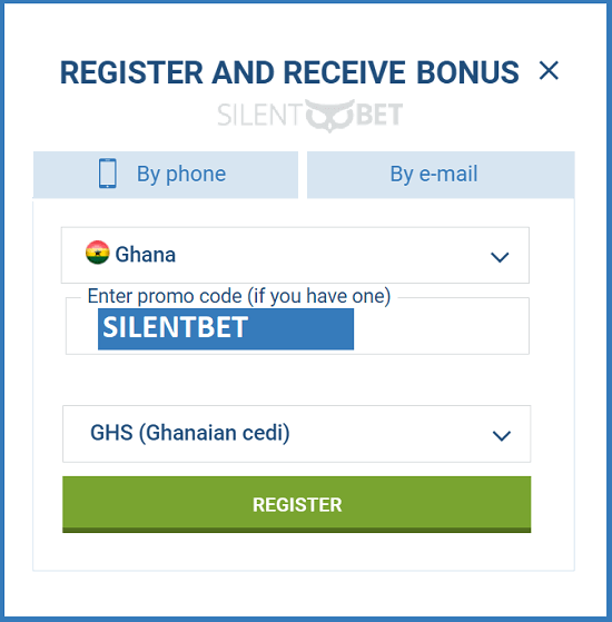1xbet Ghana bonus code enter