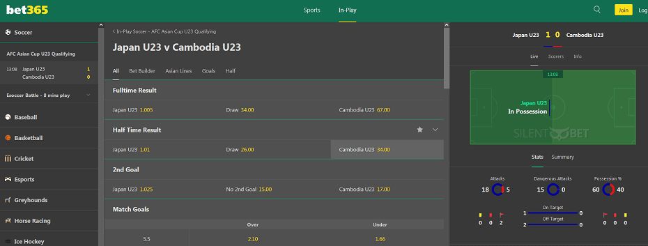 bet365 in-play football