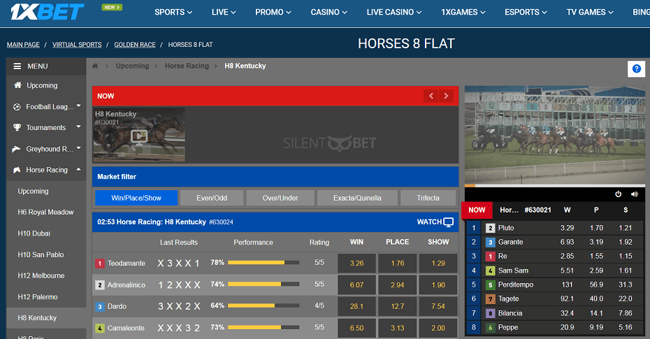 1xbet virtual horse betting