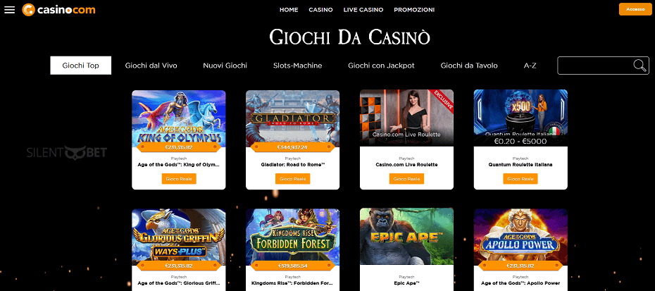 Sito web del Casino Com