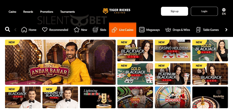 TigerRiches Casino Live Dealer Games