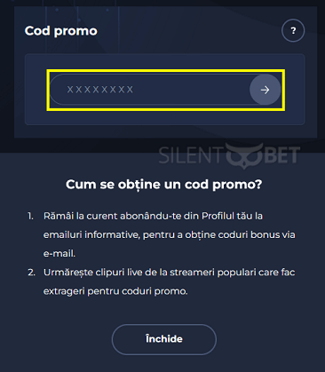 Introdu codul promoțional SlotV România