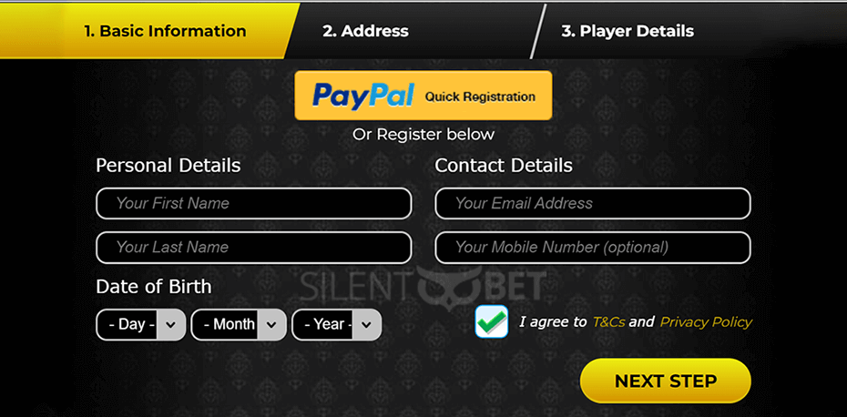 Swanky Bingo Registration Form